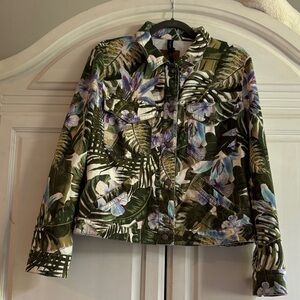 NWT Marc Cain floral denim jacket, size N5
